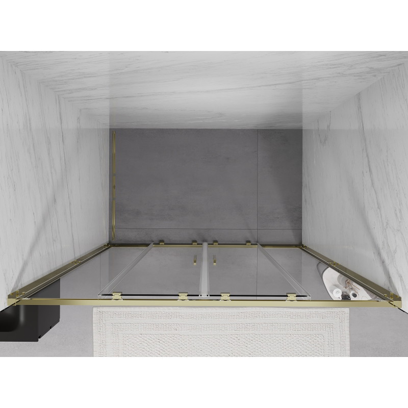 Mexen Exo-S Duo doppelt schiebbare Dusch Türen 160 cm, transparent, gold - 8152-160-000-50-00