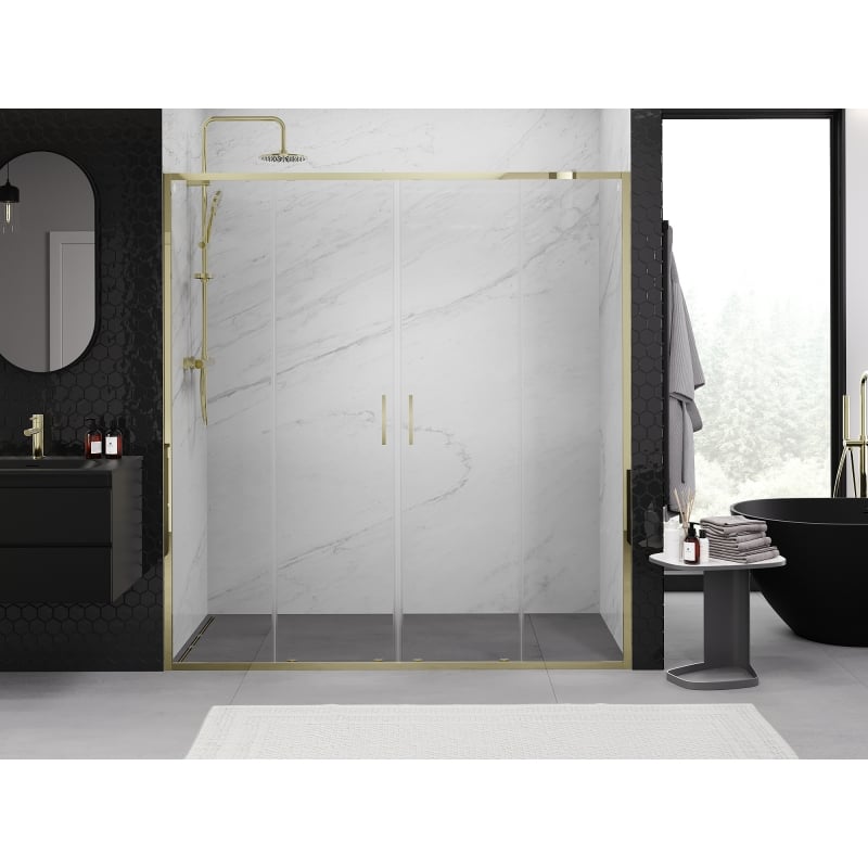 Mexen Exo Doppelschiebeduschtür 170 cm, transparent, gold - 8152-170-000-50-00