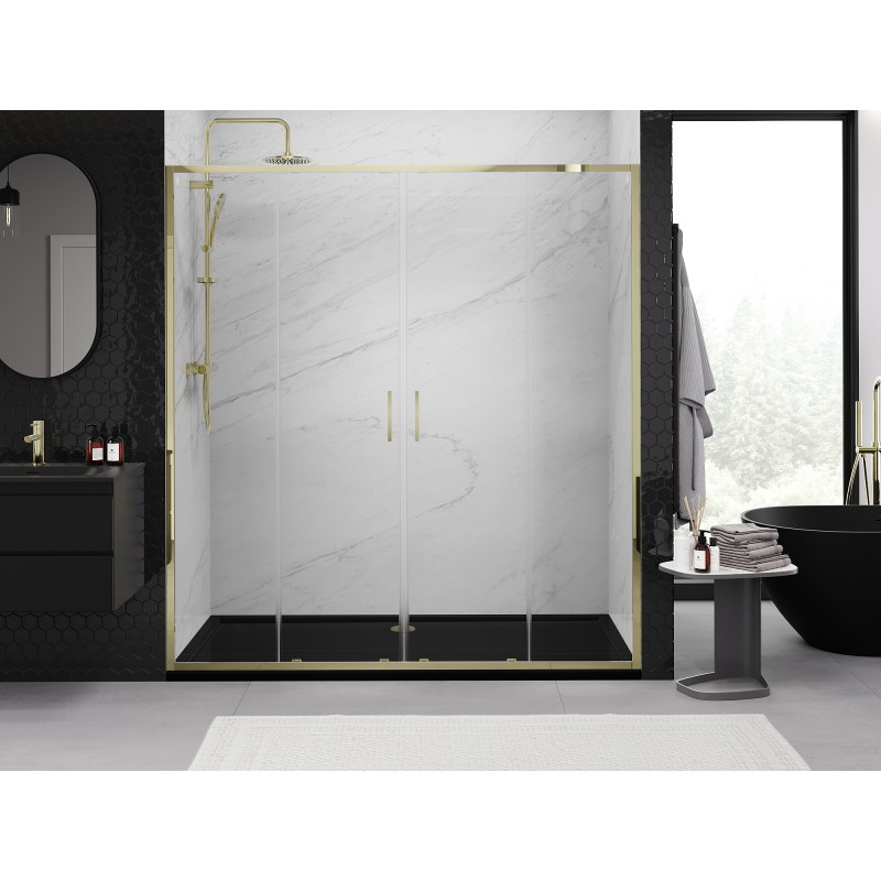 Mexen Exo Doppelschiebeduschtür 170 cm, transparent, gold - 8152-170-000-50-00