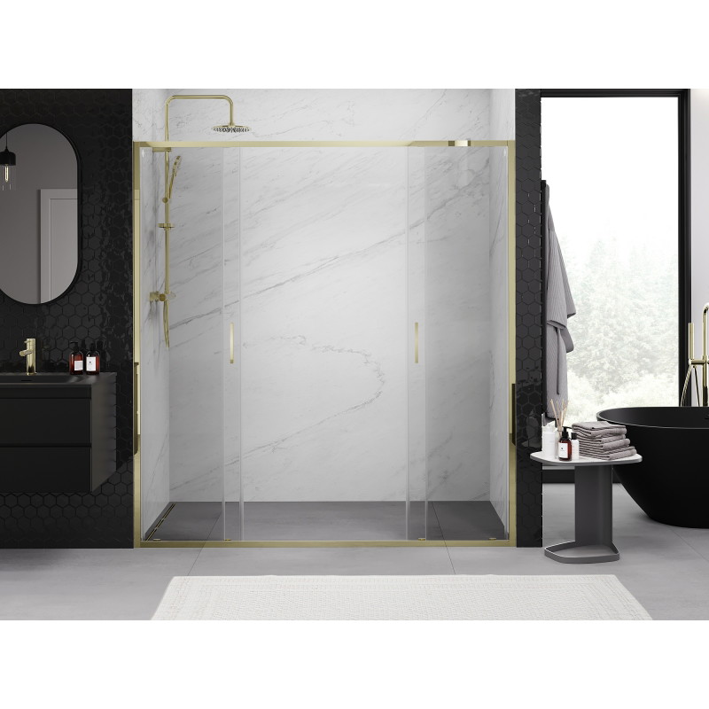 Mexen Exo Doppelschiebeduschtür 170 cm, transparent, gold - 8152-170-000-50-00