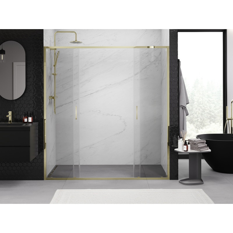 Mexen Exo-S Duo Doppelte Schiebetüren für die Dusche 180 cm, transparent, gold - 8152-180-000-50-00