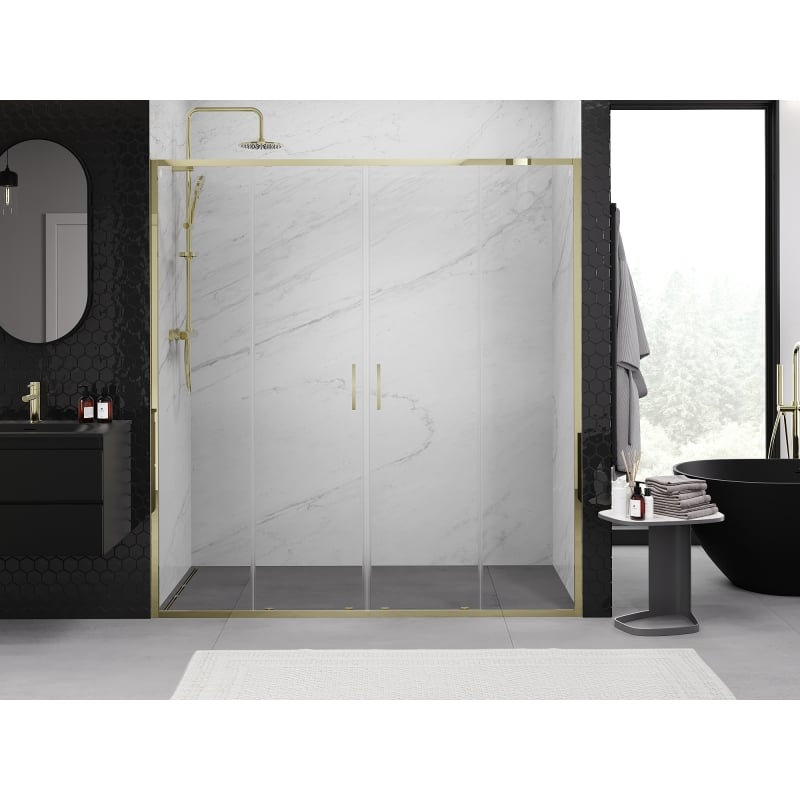 Mexen Exo-S Duo Doppelte Schiebetüren für Dusche 190 cm, transparent, gold - 8152-190-000-50-00