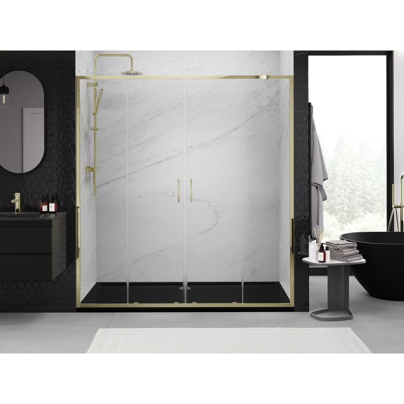 Mexen Exo-S Duo Doppelte Schiebetüren für Dusche 190 cm, transparent, gold - 8152-190-000-50-00