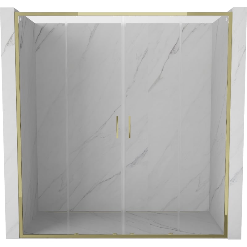 Mexen Exo Duschabtrennung, zweiflügelig, 200 cm, transparent, gold - 8152-200-000-50-00