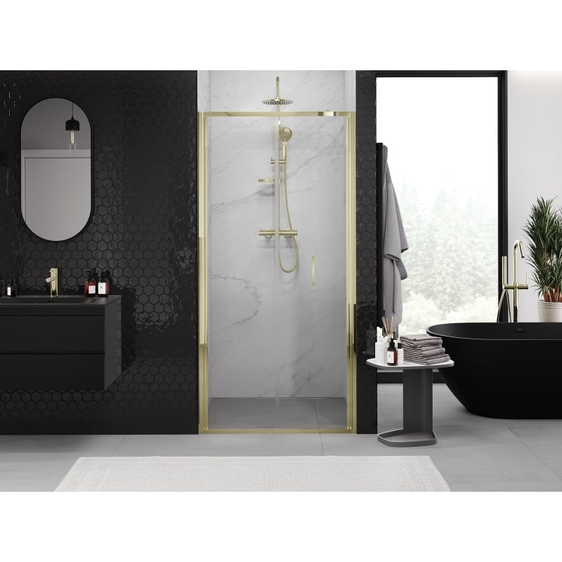Mexen Exo faltbare Duschabtrennung 65 cm, transparent, gold - 816-065-000-50-00