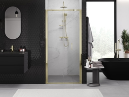 Mexen Exo Faltbare Duschabtrennung 75 cm, transparent, gold - 816-075-000-50-00