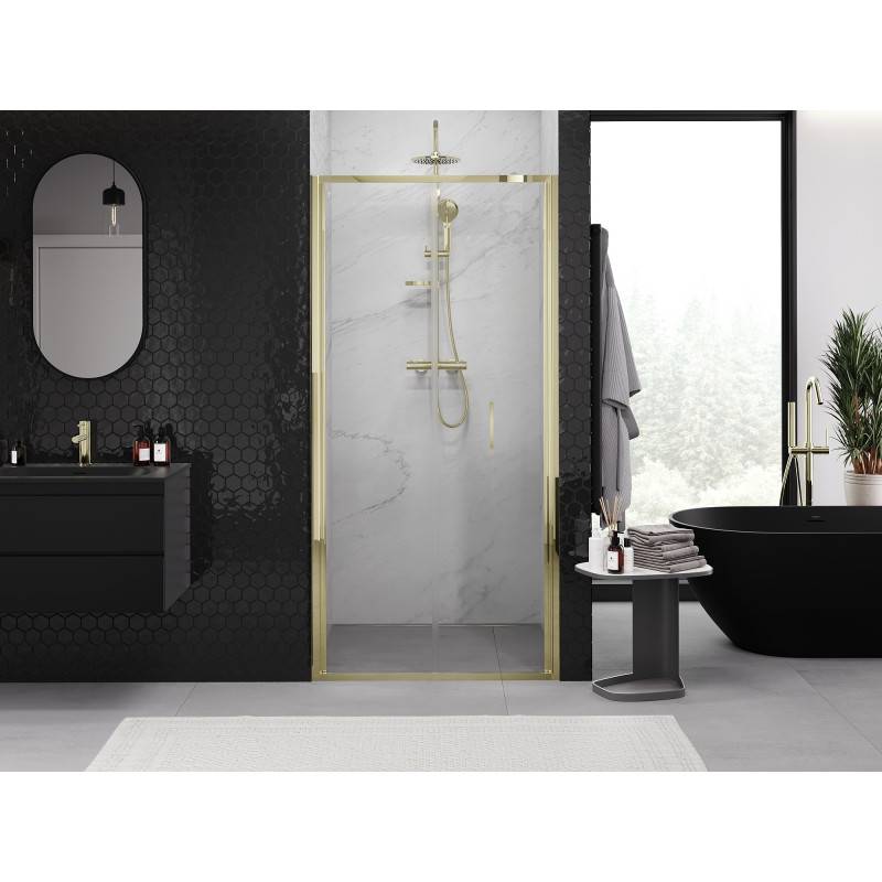 Mexen Exo faltbare Duschabtrennung 90 cm, transparent, gold - 816-090-000-50-00