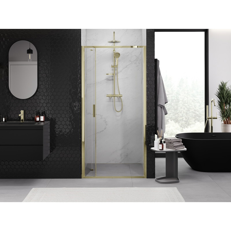 Mexen Exo faltbare Duschabtrennung 90 cm, transparent, gold - 816-090-000-50-00