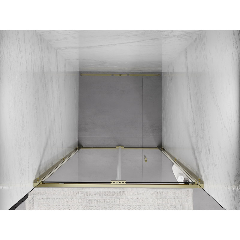 Mexen Exo faltbare Duschabtrennung 90 cm, transparent, gold - 816-090-000-50-00