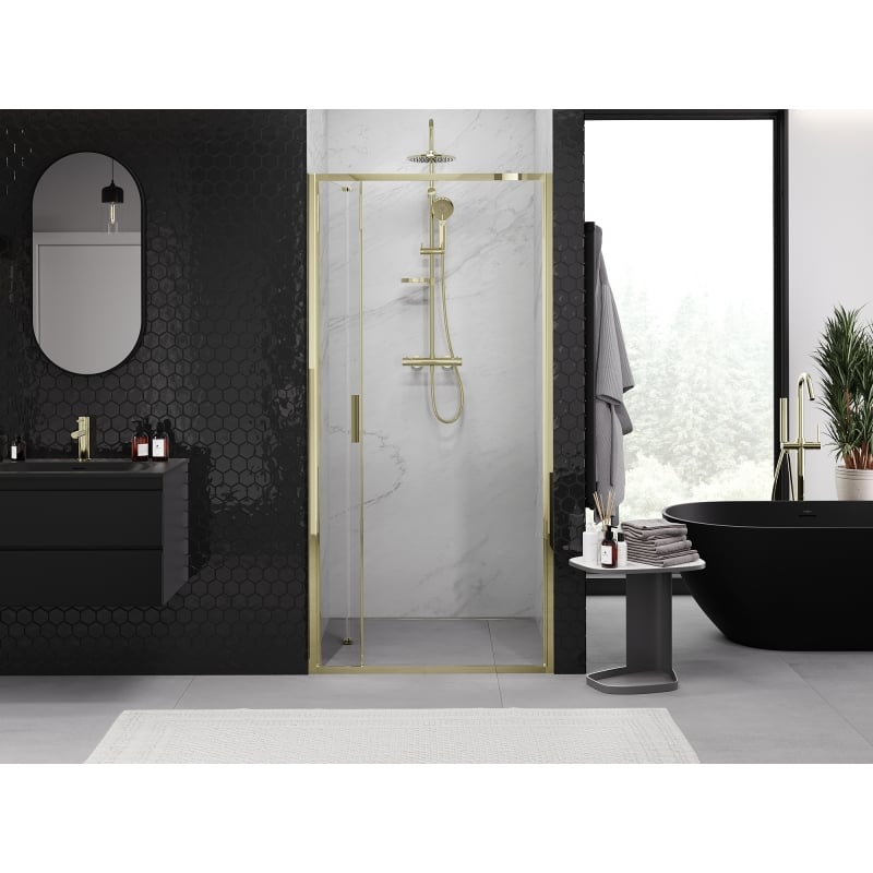 Mexen Exo faltbare Duschabtrennung 95 cm, transparent, gold - 816-095-000-50-00