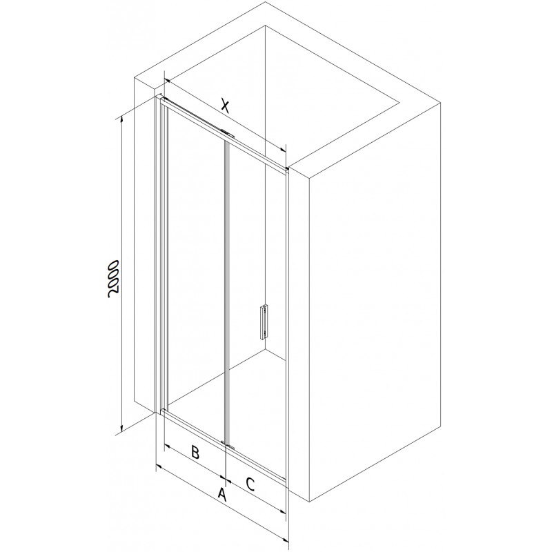Mexen Exo faltbare Duschtür 100 cm, transparent, Gold - 816-100-000-50-00