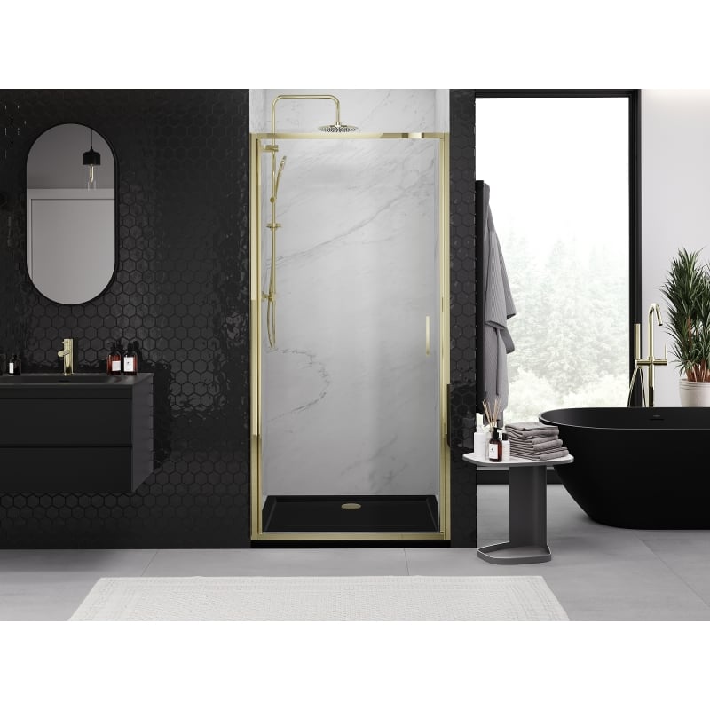 Mexen Exo Duschdrehtür 65 cm, transparent, gold - 817-065-000-50-00