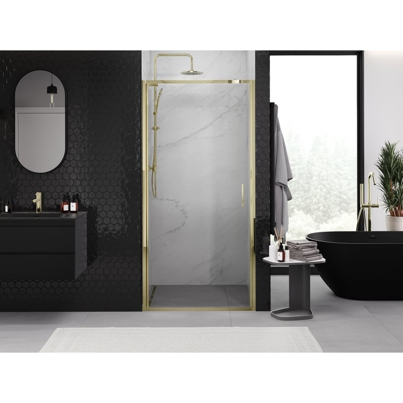 Mexen Exo Duschdrehtür 80 cm, transparent, gold - 817-080-000-50-00