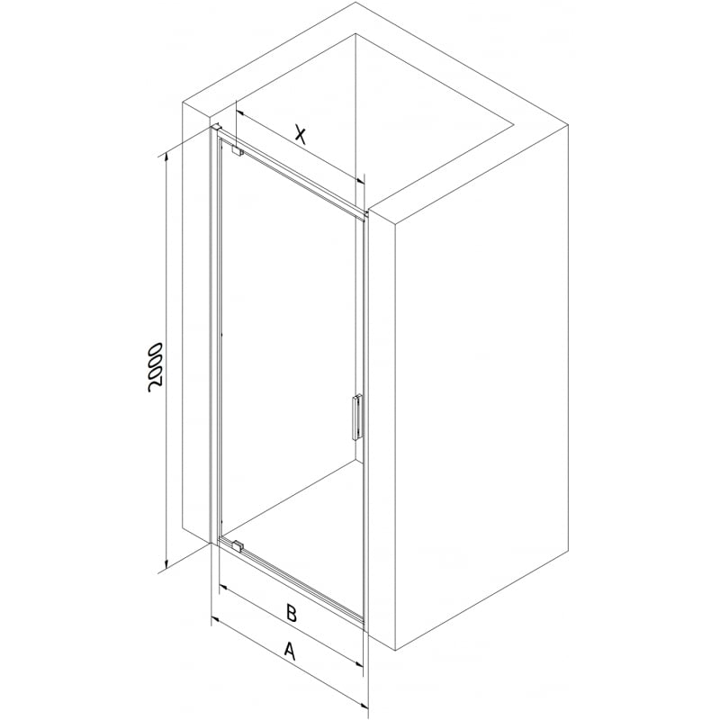 Mexen Exo Duschkabinentür schwenkbar 65 cm, transparent, gold - 8181-065-000-50-00
