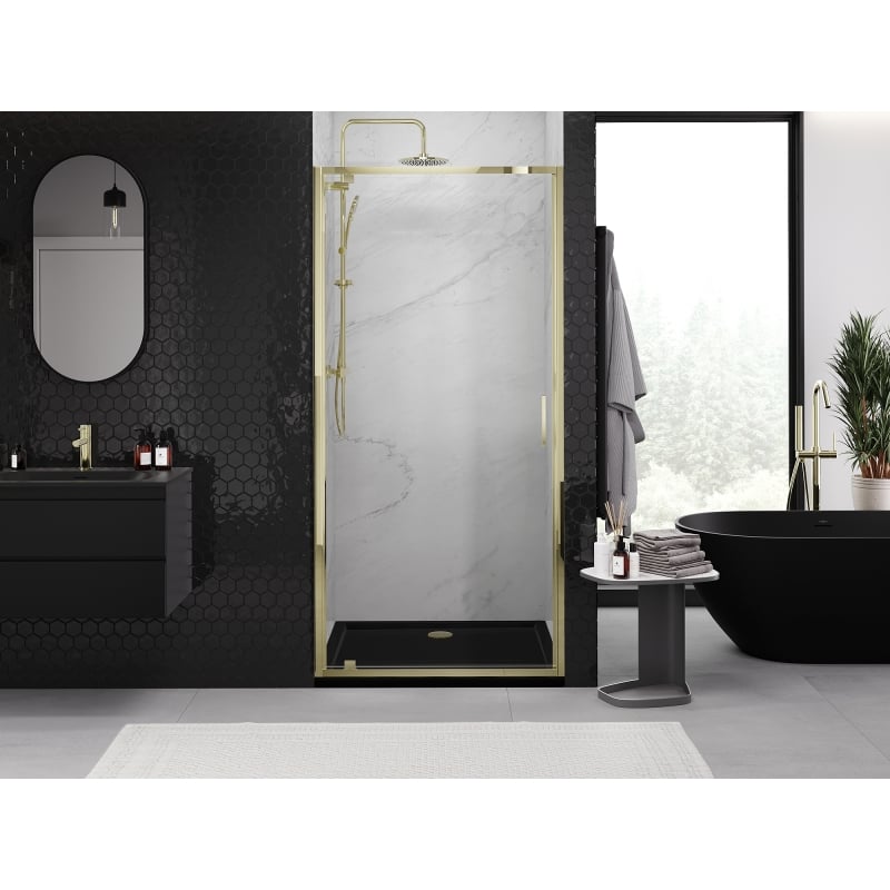 Mexen Exo Duschkabinentür schwenkbar 65 cm, transparent, gold - 8181-065-000-50-00
