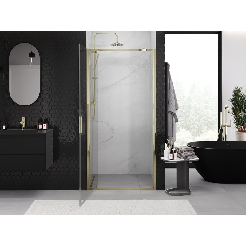Mexen Exo Duschkabinentür schwenkbar 65 cm, transparent, gold - 8181-065-000-50-00