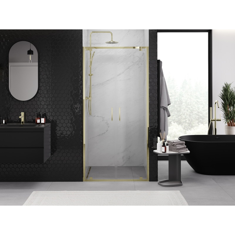 Mexen Exo Duschdoppeltür schwenkbar 70 cm, transparent, gold - 8182-070-000-50-00