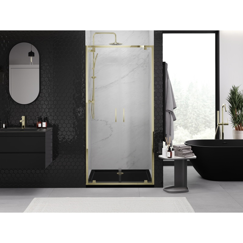 Mexen Exo Duschdoppeltür schwenkbar 70 cm, transparent, gold - 8182-070-000-50-00