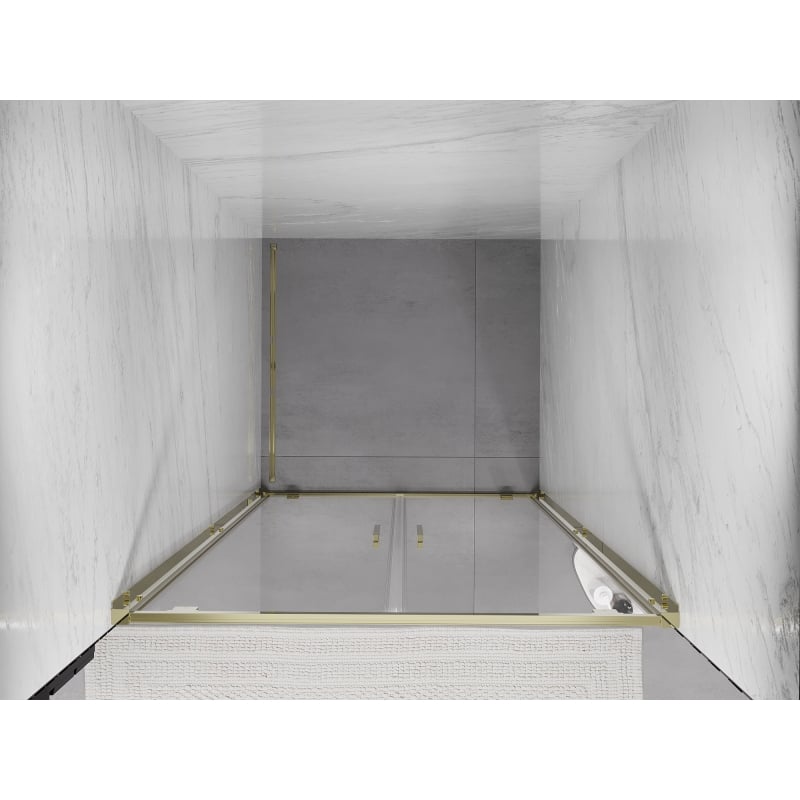 Mexen Exo Doppelte Schwingtür Duschabtrennung 90 cm, transparent, golden - 8182-090-000-50-00