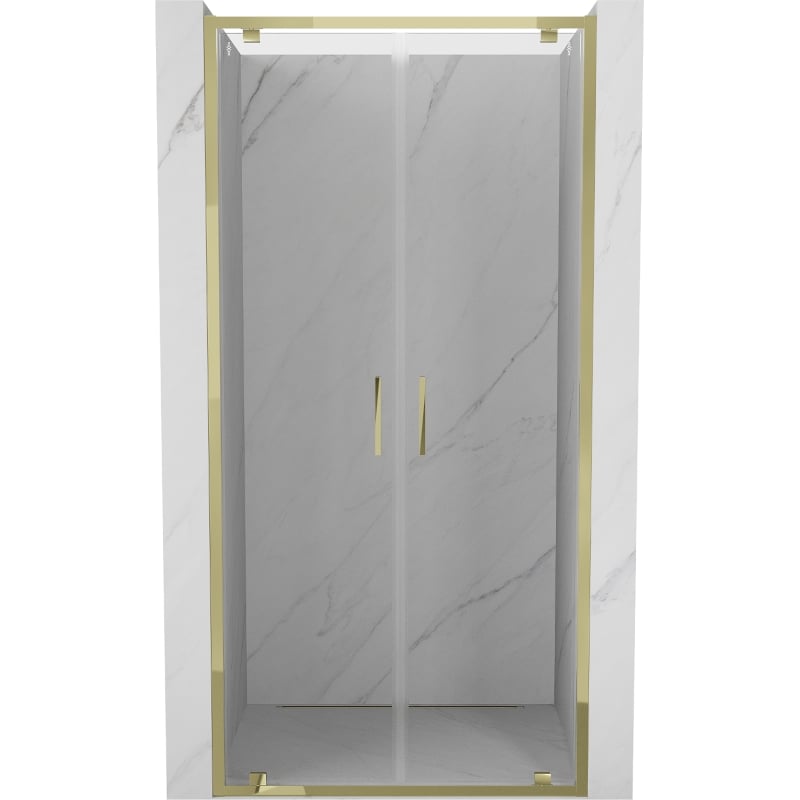 Mexen Exo doppelt schwenkbare Duschabtrennung 100 cm, transparent, gold - 8182-100-000-50-00