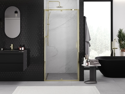 Mexen Exo Duschklapptür 120 cm, transparent, gold - 819-120-000-50-00