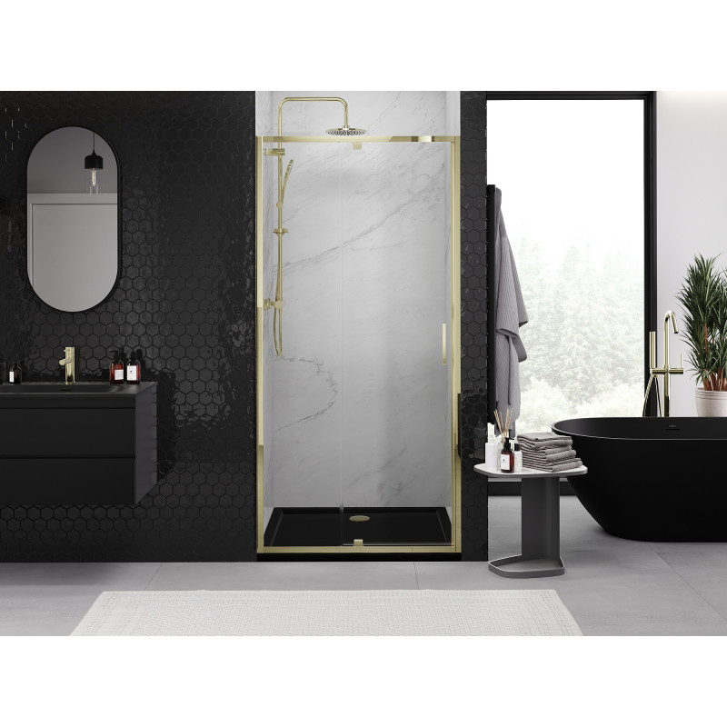 Mexen Exo Duschklapptür 120 cm, transparent, gold - 819-120-000-50-00