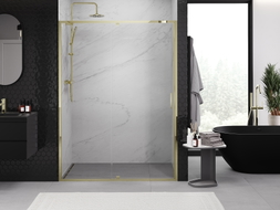 Mexen Exo Duschfalttür 145 cm, transparent, gold - 819-145-000-50-00