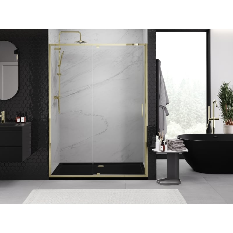 Mexen Exo Duschfalttür 145 cm, transparent, gold - 819-145-000-50-00
