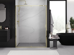 Mexen Exo-R Schwenkbare Duschabtrennung 150 cm, transparent, gold - 819-150-000-50-00