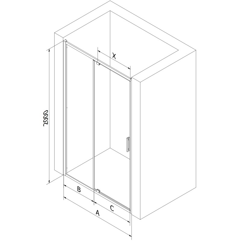 Mexen Exo-R Duschtür mit Drehöffnung 160 cm, transparent, gold - 819-160-000-50-00