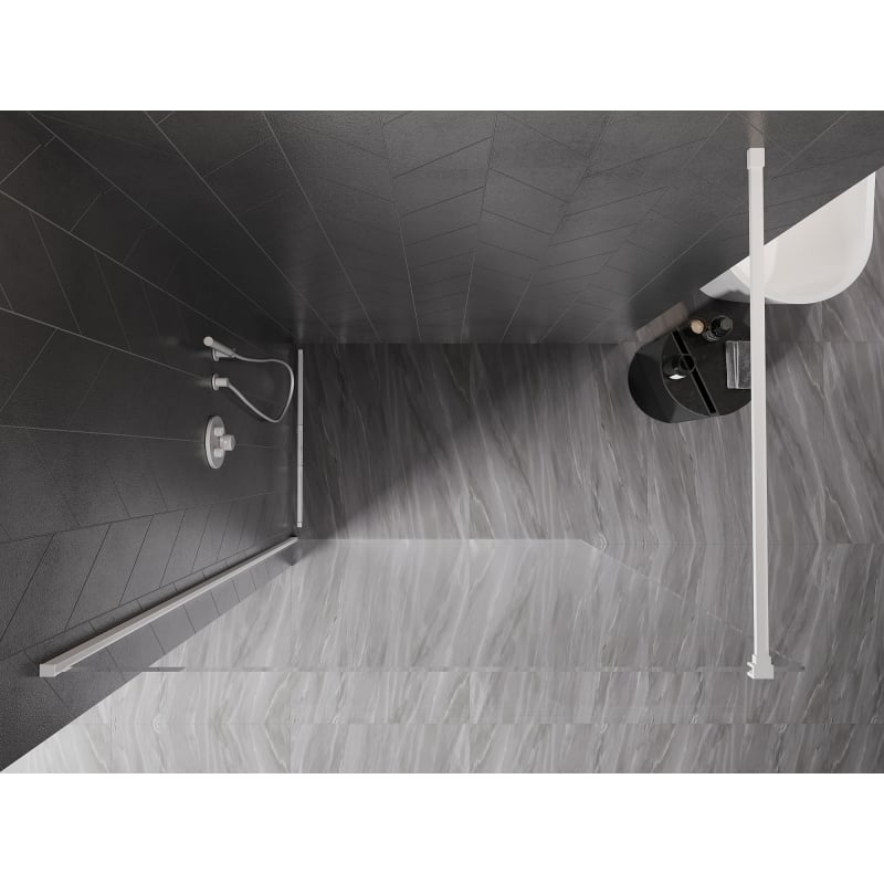 Mexen Kioto-X Duschwand Walk-in 80 x 200 cm, transparent 10 mm, weiß - 800-080-101-20-00-X