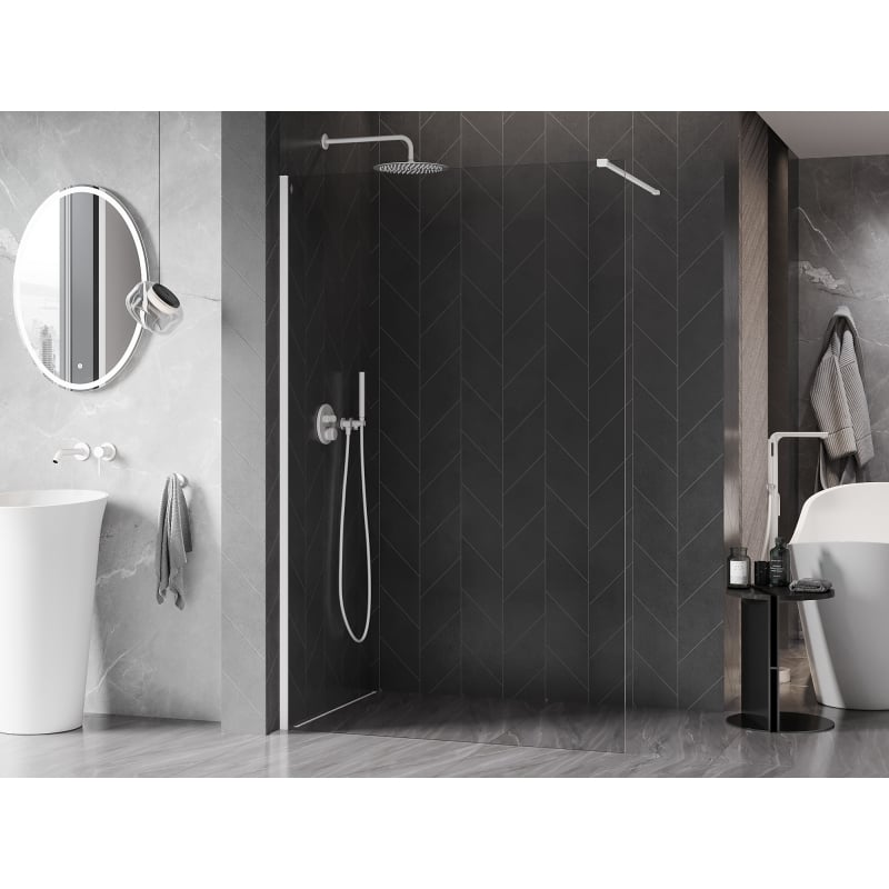 Mexen Kioto-X Duschwand Walk-in 100 x 200 cm, transparent 10 mm, weiß - 800-100-101-20-00-X