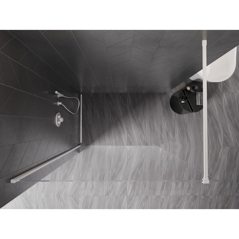 Mexen Kioto-X Duschwand Walk-in 130 x 200 cm, transparent 10 mm, weiß - 800-130-101-20-00-X