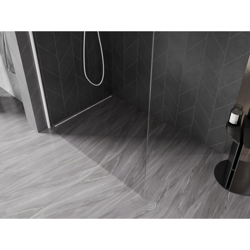 Mexen Kioto-X Duschwand Walk-in 140 x 200 cm, transparent 10 mm, weiß - 800-140-101-20-00-X