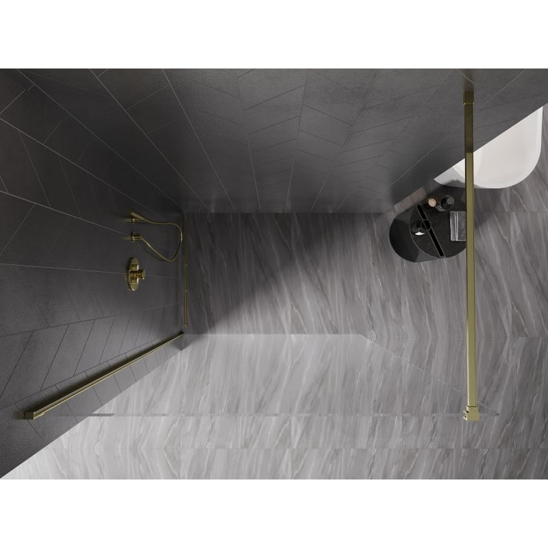 Mexen Kioto-X Duschwand Walk-in 70 x 200 cm, transparent 10 mm, gold - 800-070-101-50-00-X
