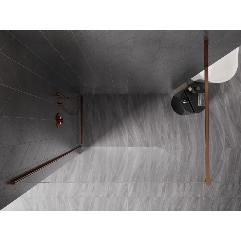 Mexen Kioto-X Duschwand Walk-in 100 x 200 cm, transparent 10 mm, Roségold - 800-100-101-60-00-X