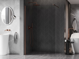 Mexen Kioto-X Duschwand Walk-in 160 x 200 cm, transparent 10 mm, Roségold - 800-160-101-60-00-X