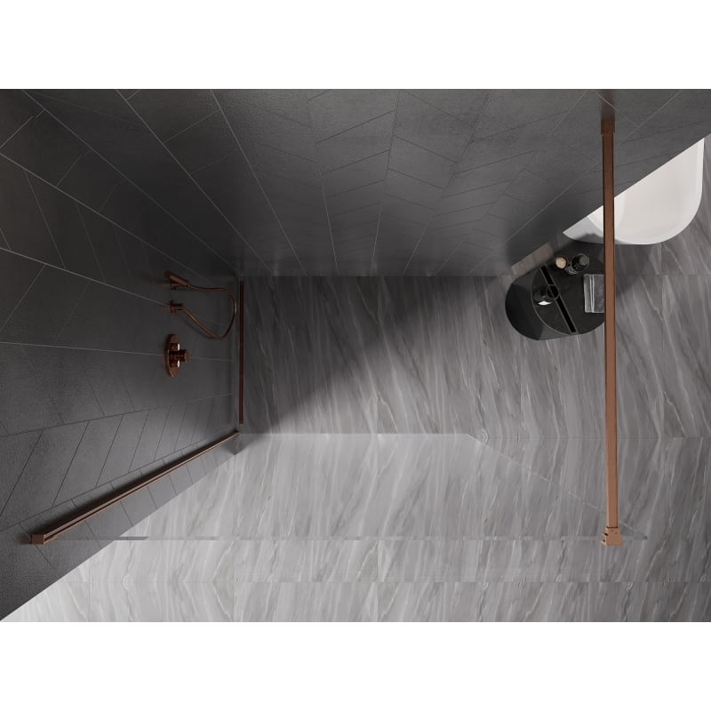 Mexen Kioto-X Duschwand Walk-in 90 x 200 cm, transparent 10 mm, gebürstetes Kupfer - 800-090-101-65-00-X