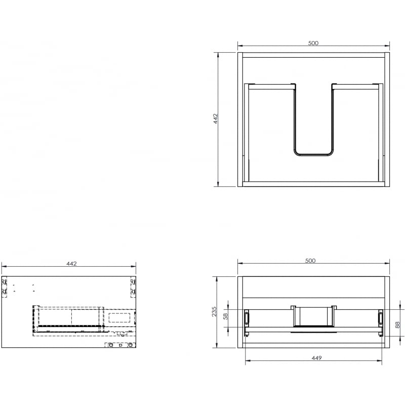 Mexen Box-A Korpus für Waschbeckenschrank 50 cm, 1 Schublade, Weiß Hochglanz - 91AX0-0500-235-1-00