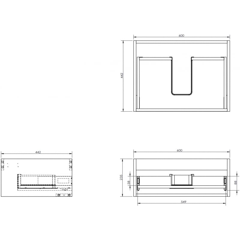 Mexen Box-A Unterschrankkorpus 60 cm, 1 Schublade, Nussbaum - 91AX0-0600-235-1-86