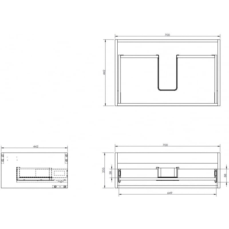 Mexen Box-A Korpus des Waschtischunterschranks 70 cm, 1 Schublade, Weiß Hochglanz - 91AX0-0700-235-1-00