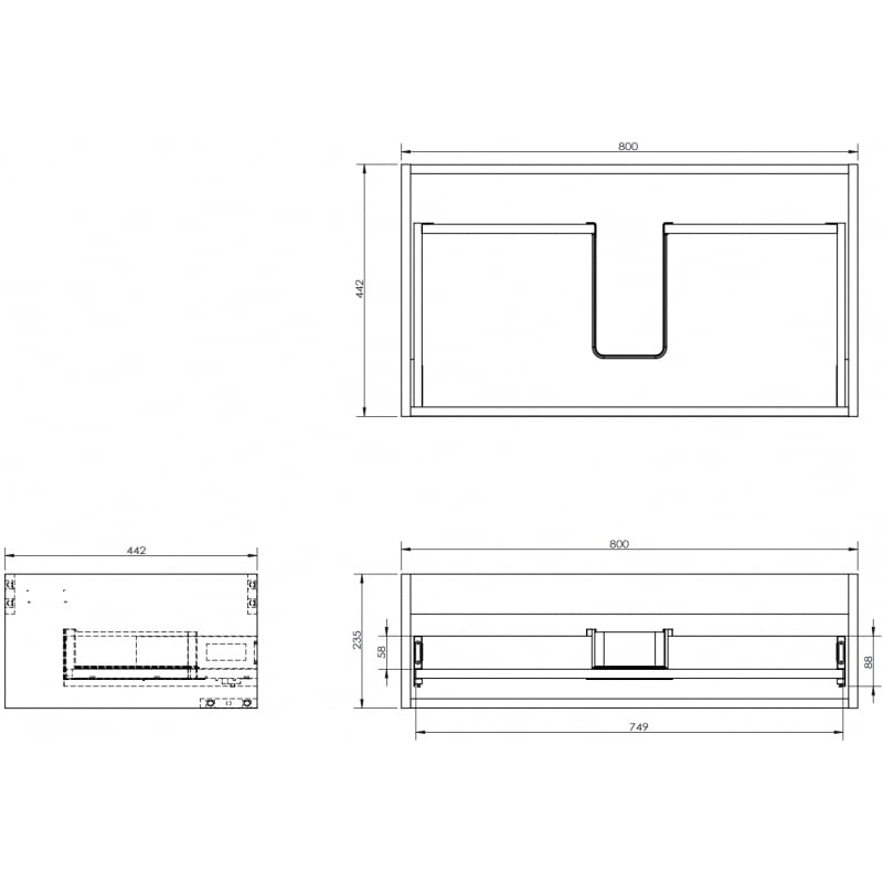 Mexen Box-A Unterschrankkorpus 80 cm, 1 Schublade, Nussbaum - 91AX0-0800-235-1-86