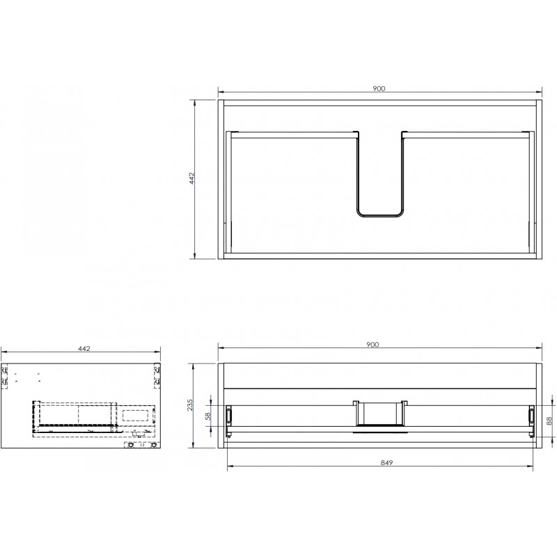 Mexen Box-A Waschtischunterschrank Korpus 90 cm, 1 Schublade, weiß matt - 91AX0-0900-235-1-01