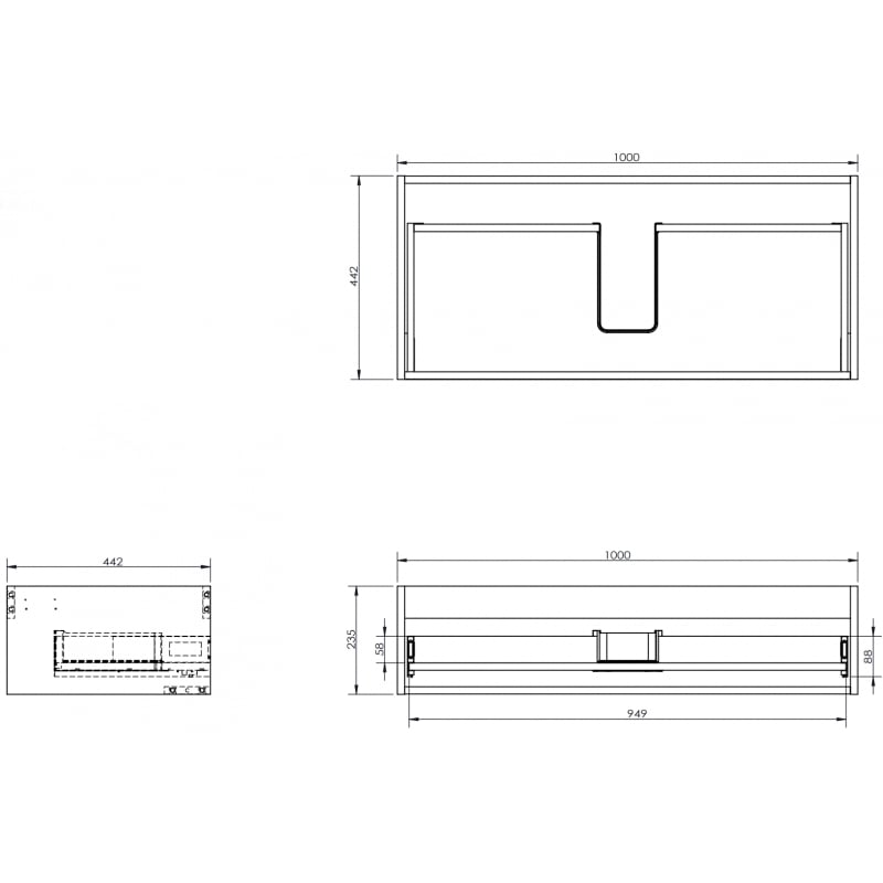 Mexen Box-A Korpus des Waschtischunterschranks 100 cm, 1 Schublade, Nussbaum - 91AX0-1000-235-1-86