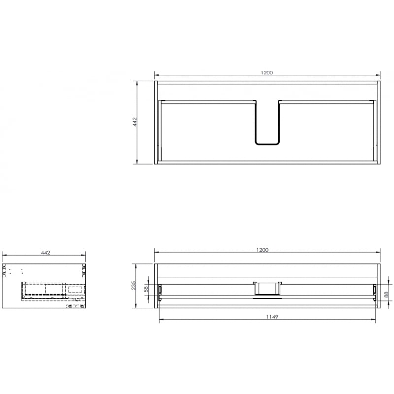Mexen Box-A Korpus für Waschbeckenunterschrank 120 cm, 1 Schublade, weiß matt - 91AX0-1200-235-1-01
