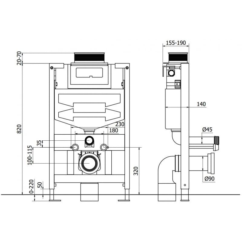 Mexen Fenix Air XS-U Unterputzrahmen Pneumatisch für WC - 6A850