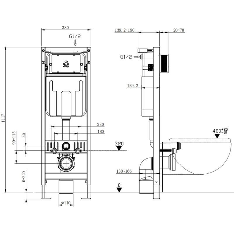 Mexen Fenix Air W pneumatische Unterputzstruktur für WC - 6A105