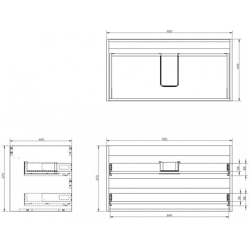 Mexen Box-A Korpus des Unterschranks 90 cm, 2 Schubladen, Weiß Matt - 91AX0-0900-470-2-01