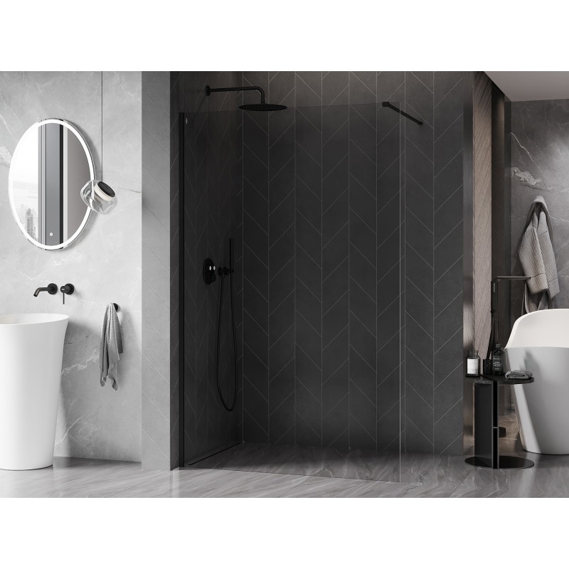 Mexen Kioto-X Duschwand Walk-in 80 x 200 cm, transparent 10 mm, schwarz - 800-080-101-70-00-X