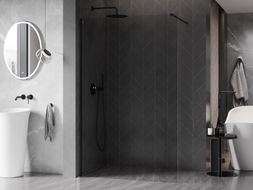 Mexen Kioto-X Duschwand Walk-in 100 x 200 cm, transparent 10 mm, schwarz - 800-100-101-70-00-X